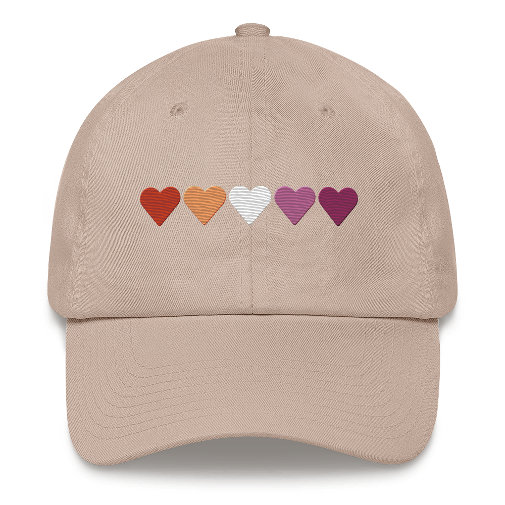 Embroidered Lesbian Hat: Pride Flag Horizontal Heart Design