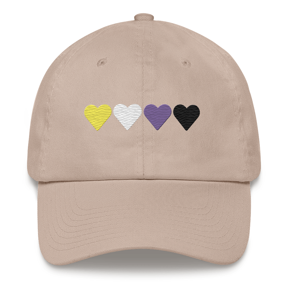 Embroidered Nonbinary Hat: Pride Flag Horizontal Heart Design