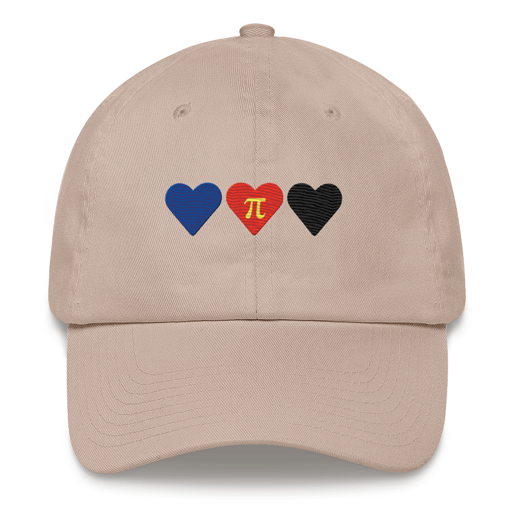 Embroidered Polyamory Hat: Pride Flag Horizontal Heart Design