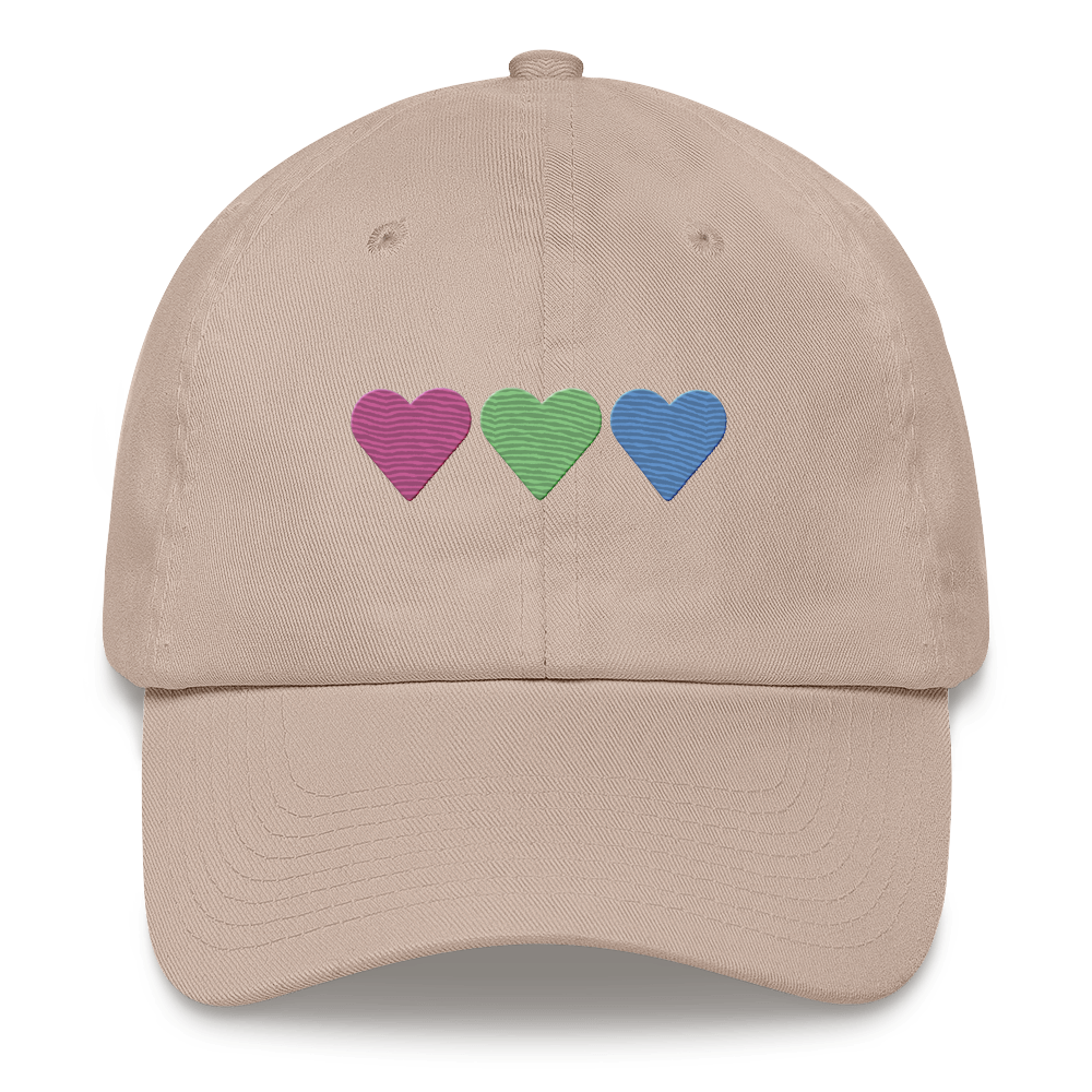 Embroidered Polysexual Hat: Pride Flag Horizontal Heart Design