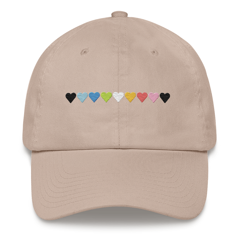 Embroidered Queer Hat: Pride Flag Horizontal Heart Design