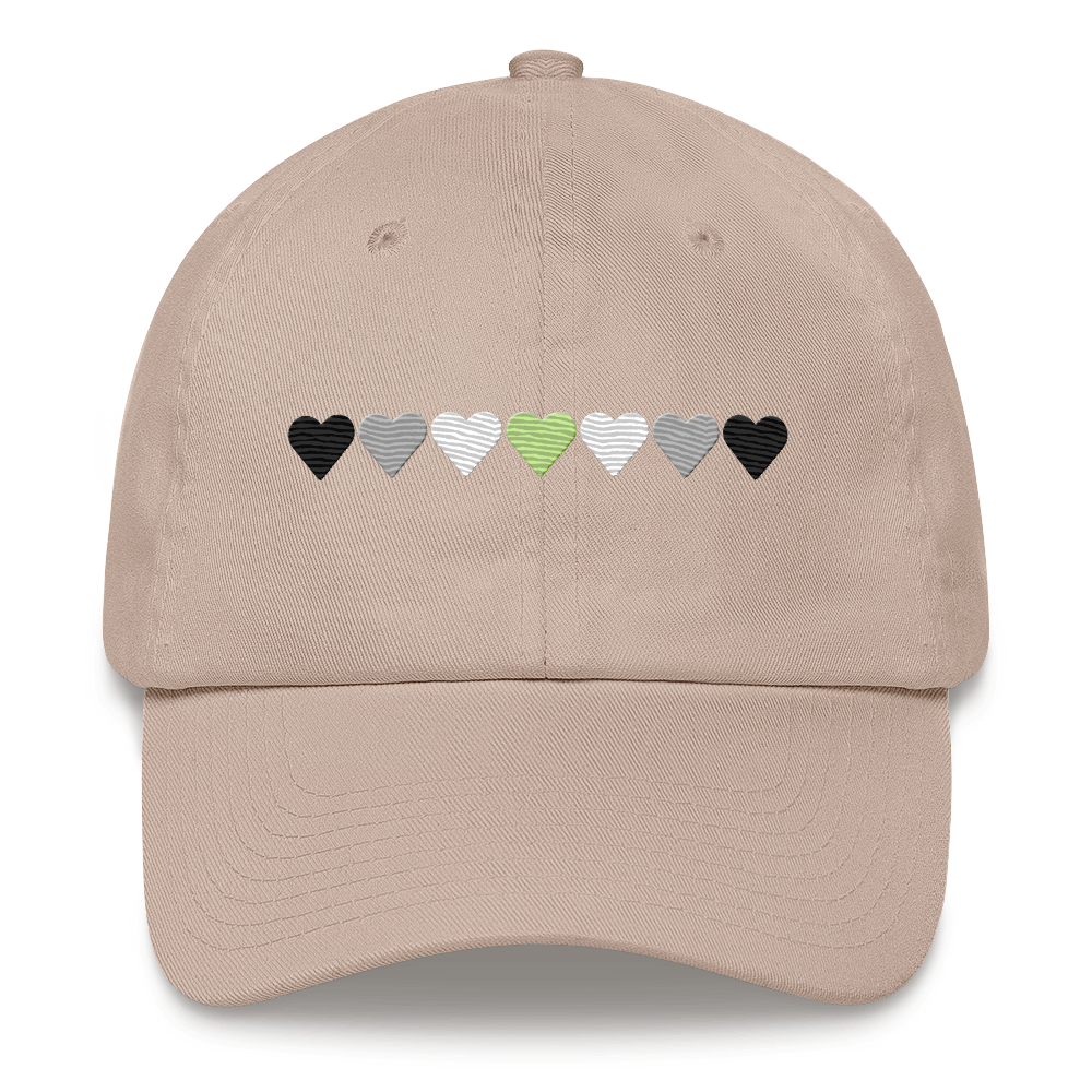 Embroidered Agender Hat: Pride Flag Horizontal Heart Design