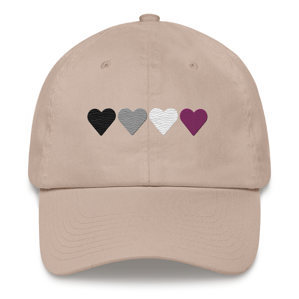 Embroidered Asexual Hat: Pride Flag Horizontal Heart Design