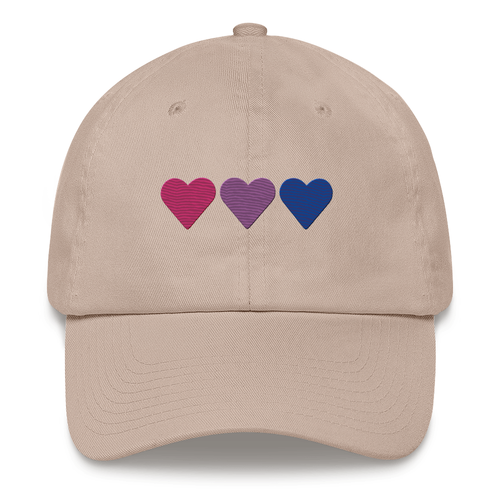 Embroidered Bisexual Hat: Pride Flag Horizontal Heart Design