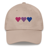 Embroidered Bisexual Hat: Pride Flag Horizontal Heart Design