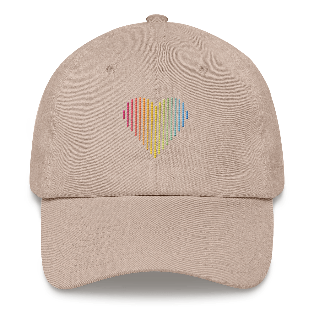 Pansexual Heart Lines Hat: Embroidered Pride Gradient Cap