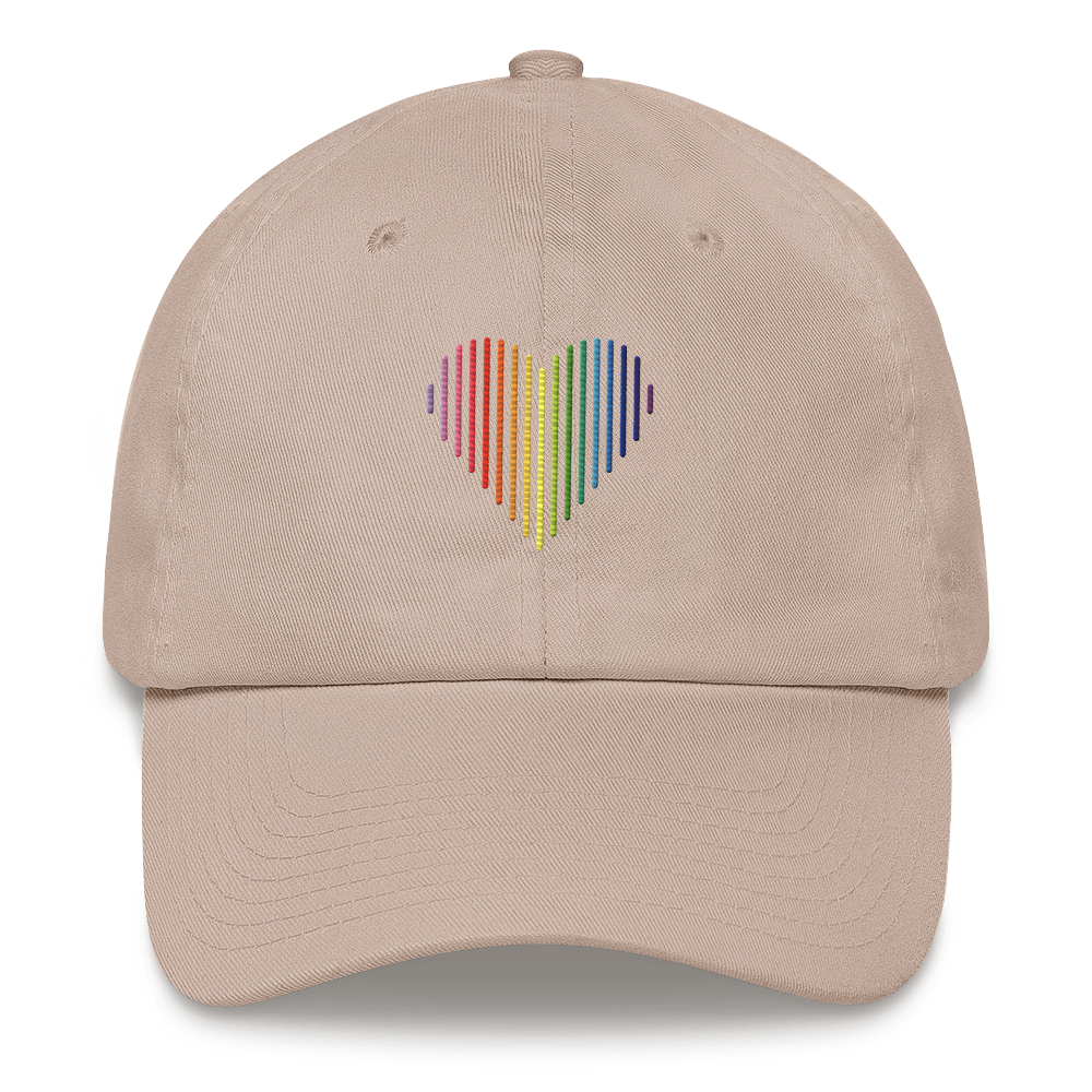 Gilbert Baker Pride Heart Lines Hat: Embroidered Pride Gradient Cap