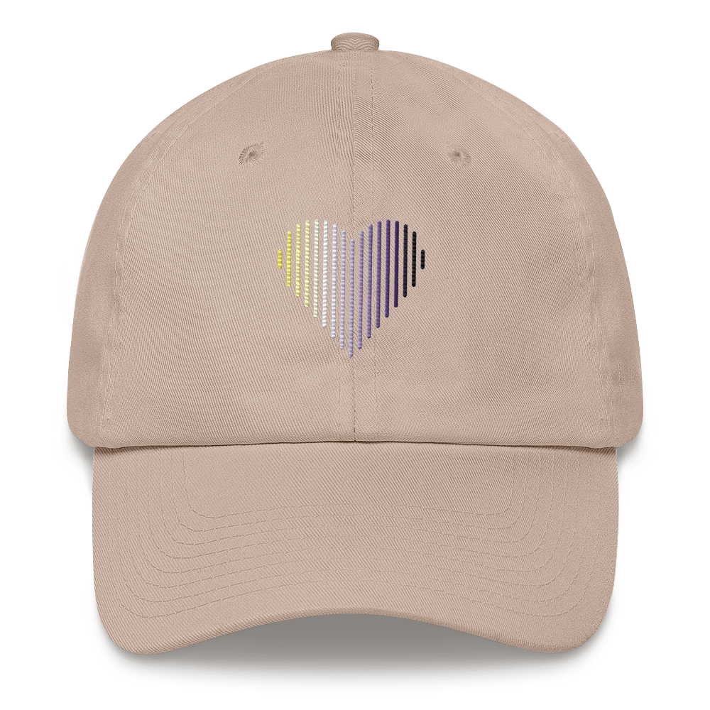 Nonbinary Heart Lines Hat: Embroidered Pride Gradient Cap