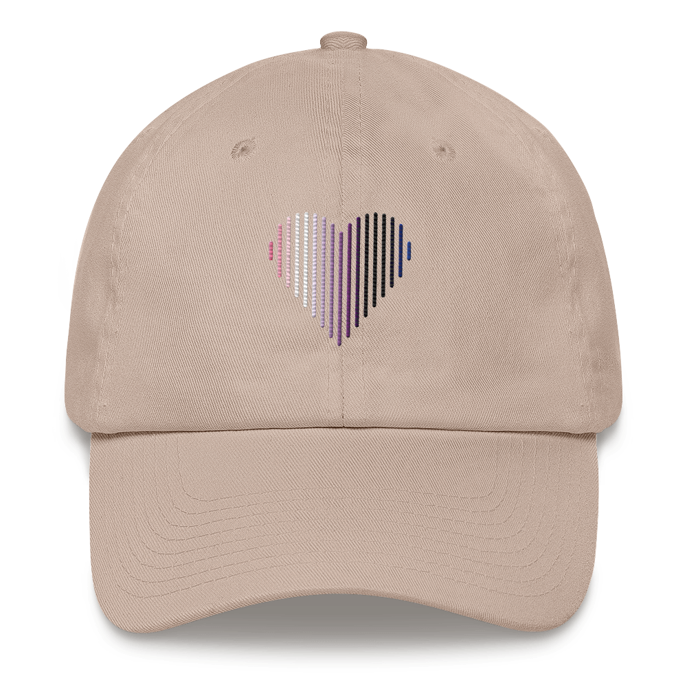 Genderfluid Heart Lines Hat: Embroidered Pride Gradient Cap