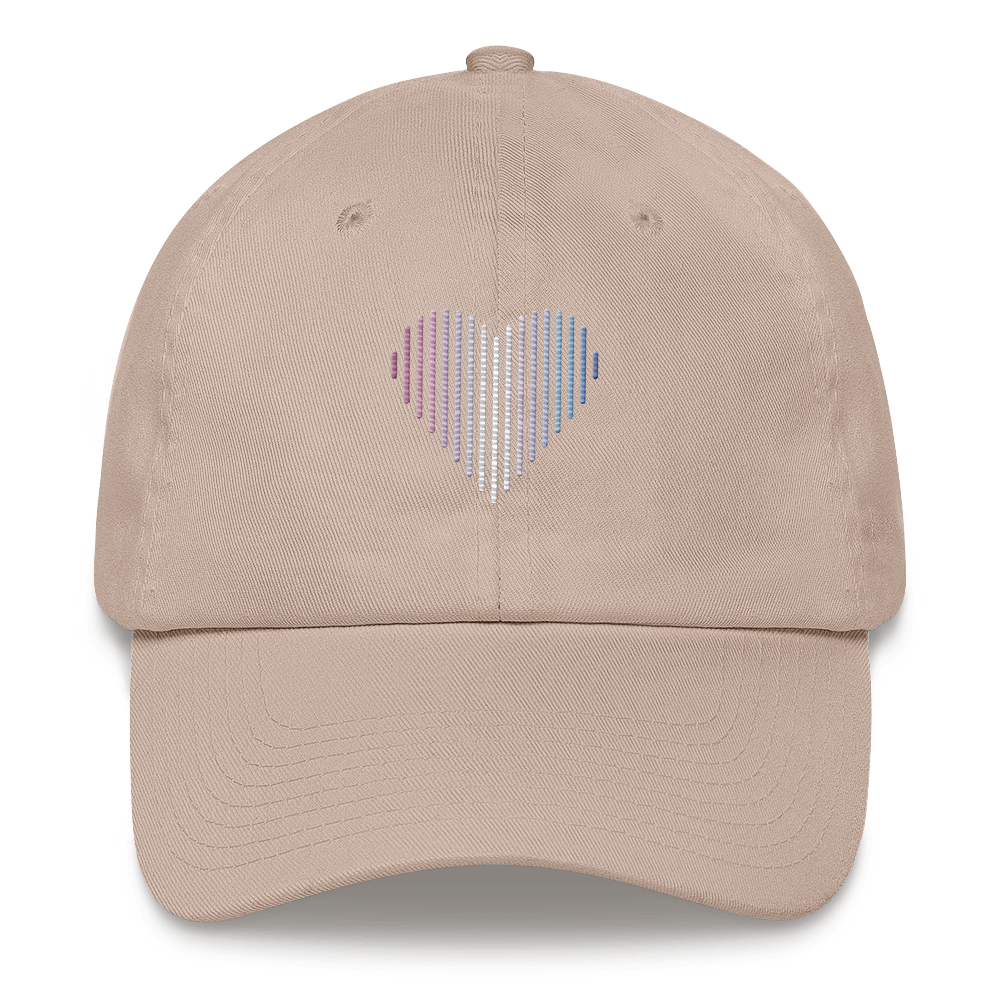 Bigender Heart Lines Hat: Embroidered Pride Gradient Cap