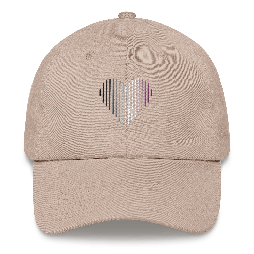 Asexual Heart Lines Hat: Embroidered Pride Gradient Cap