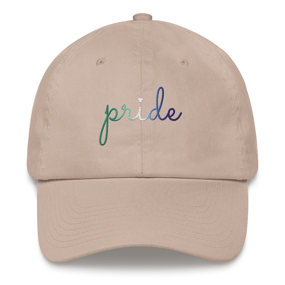 Gay Pride Hat: Cursive 'Pride' in Gradient Colors