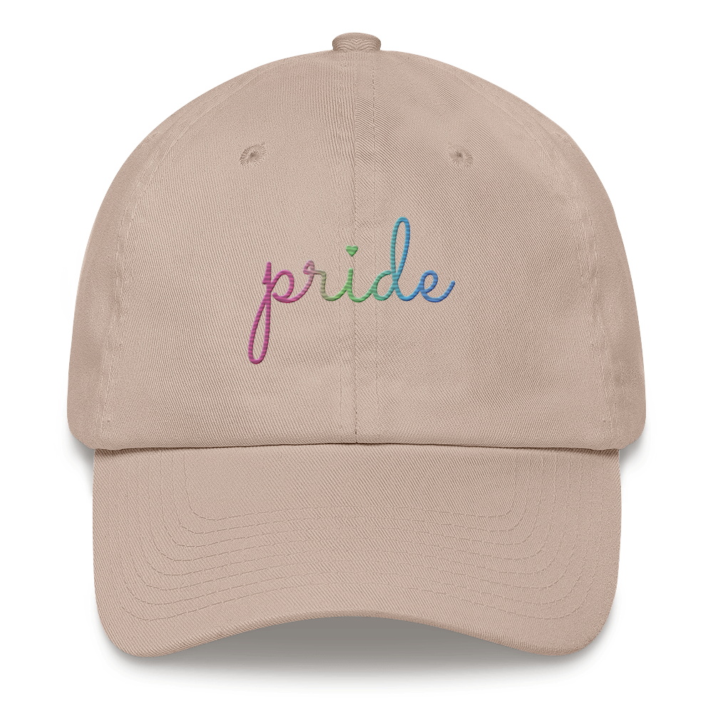 Polysexual Pride Hat: Cursive 'Pride' in Gradient Colors