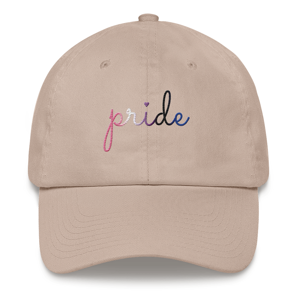 Genderfluid Pride Hat: Cursive 'Pride' in Gradient Colors