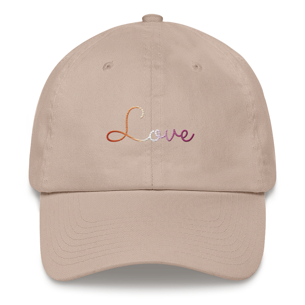 Lesbian Love Script Hat: Elegantly Embroidered Pride Cap