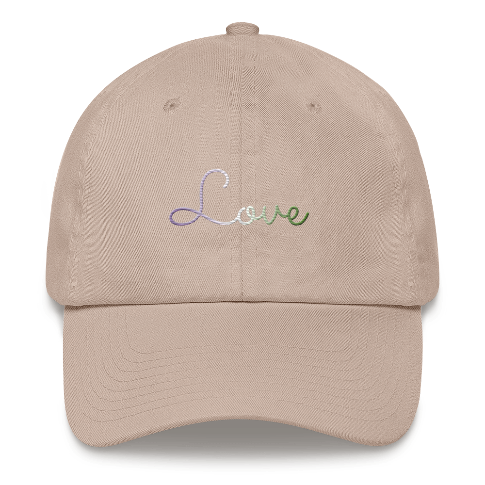 Genderqueer Love Script Hat: Elegantly Embroidered Pride Cap