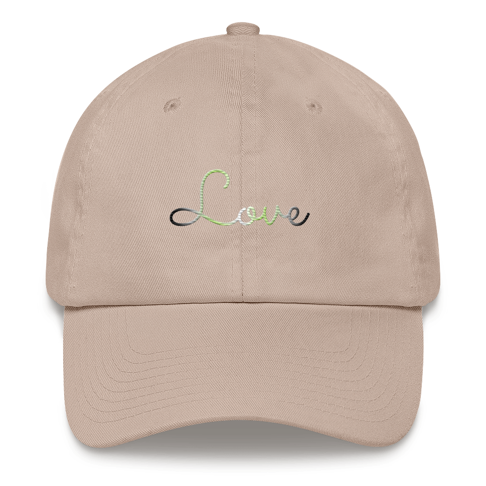 Agender Love Script Hat: Elegantly Embroidered Pride Cap