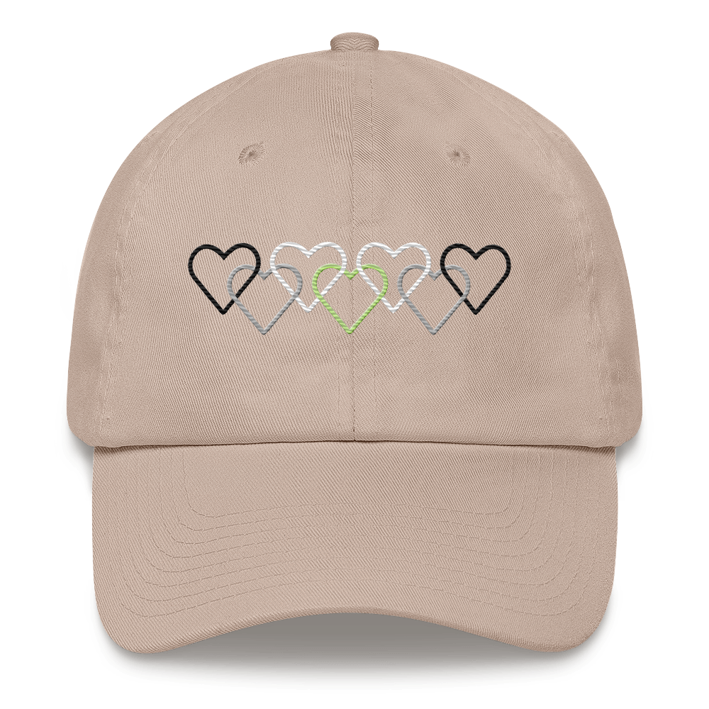Agender Pride Hat: Interlaced Heart Outlines Embroidered Cap