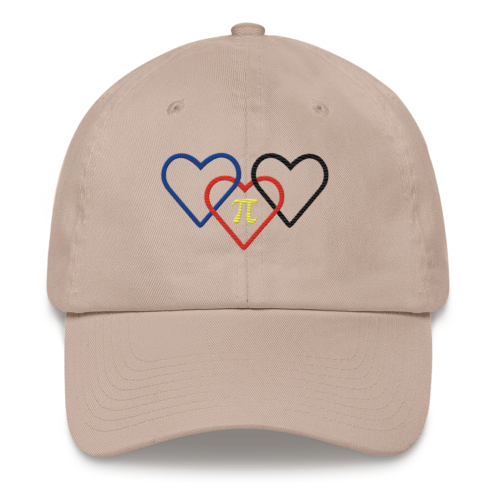 Polyamory Pride Hat: Interlaced Heart Outlines Embroidered Cap