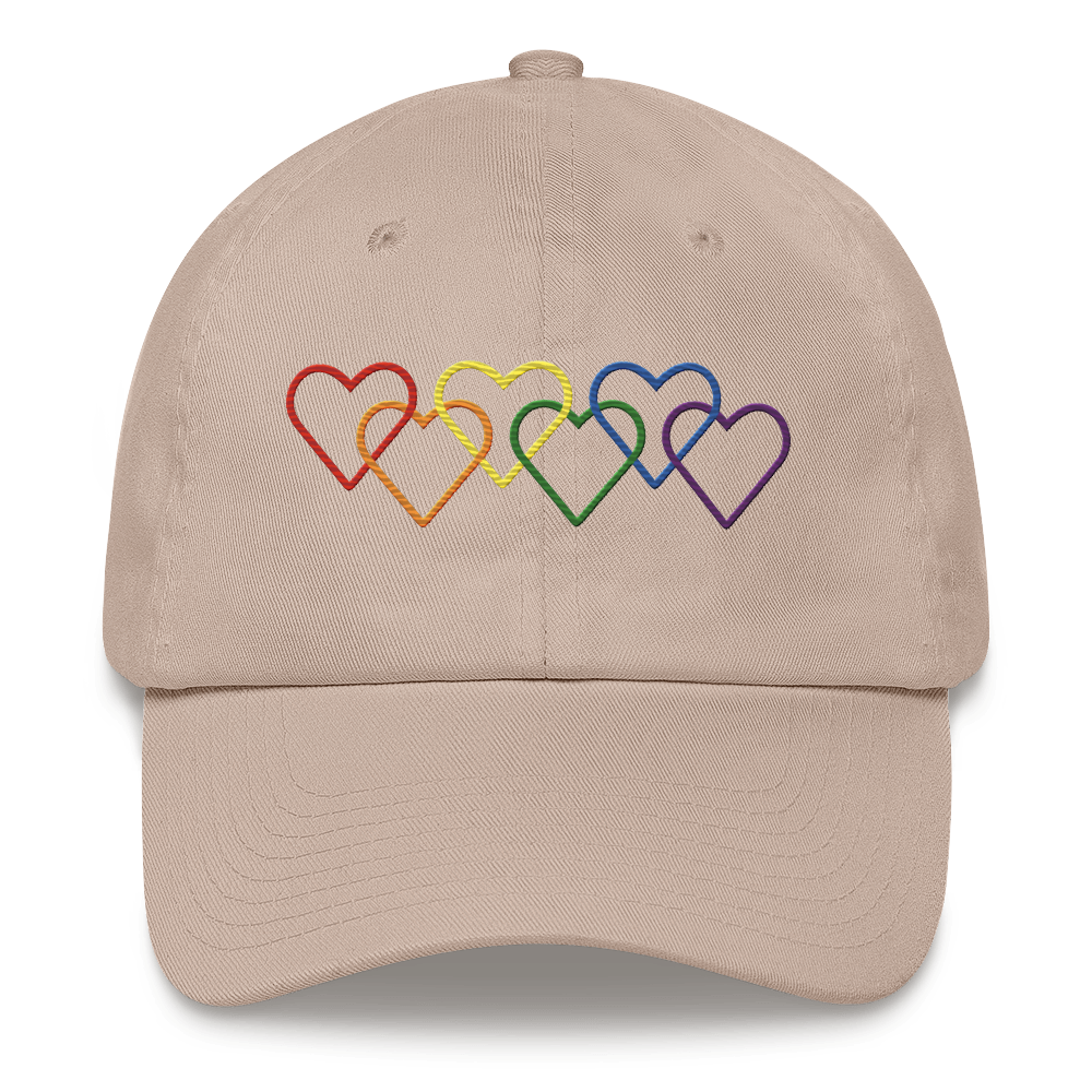 Pride Hat: Interlaced Heart Outlines Embroidered Cap