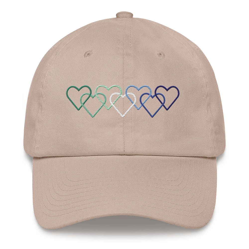 Gay Pride Hat: Interlaced Heart Outlines Embroidered Cap