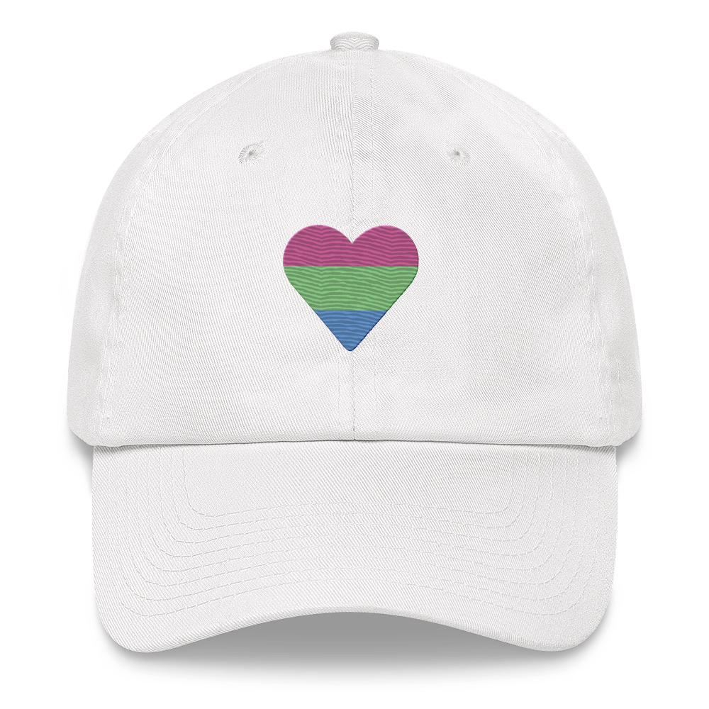 Polysexual Flag Embroidered Heart Hat: Celebratory LGBTQ+ Pride Design