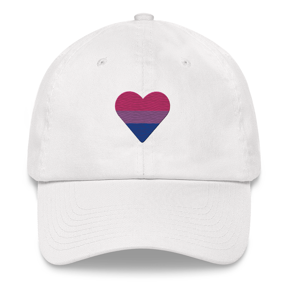 Bisexual Flag Embroidered Heart Hat: Celebratory LGBTQ+ Pride Design