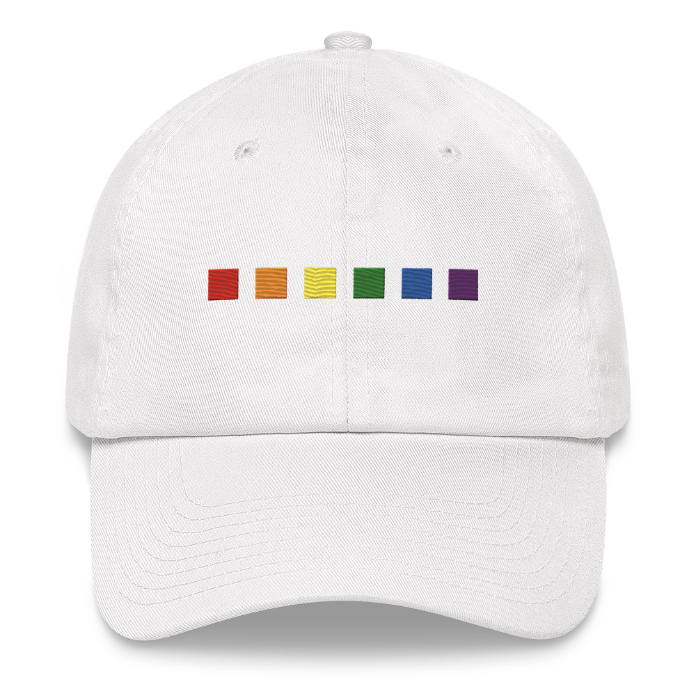 Embroidered Pride Hat: Pride Flag Horizontal Square Design