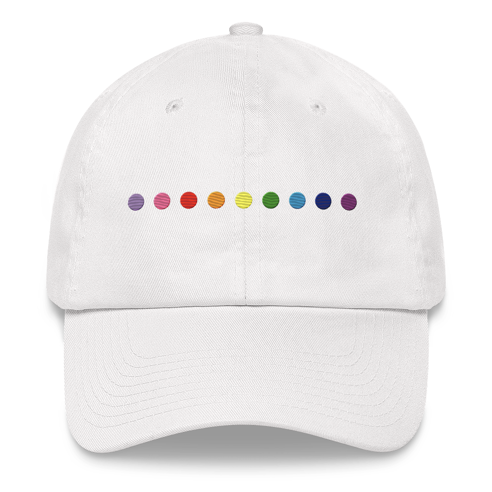 Embroidered Gilbert Baker Pride Hat: Pride Flag Horizontal Circle Design