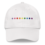 Embroidered Gilbert Baker Pride Hat: Pride Flag Horizontal Circle Design