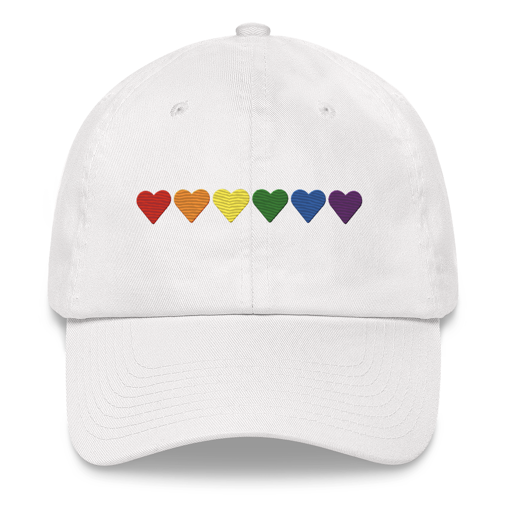 Embroidered Pride Hat: Pride Flag Horizontal Heart Design