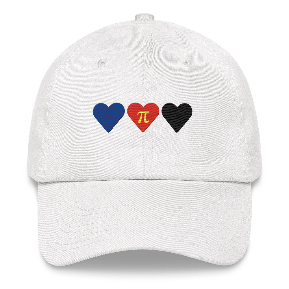Embroidered Polyamory Hat: Pride Flag Horizontal Heart Design