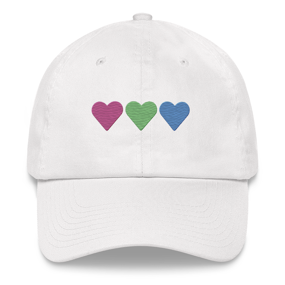 Embroidered Polysexual Hat: Pride Flag Horizontal Heart Design