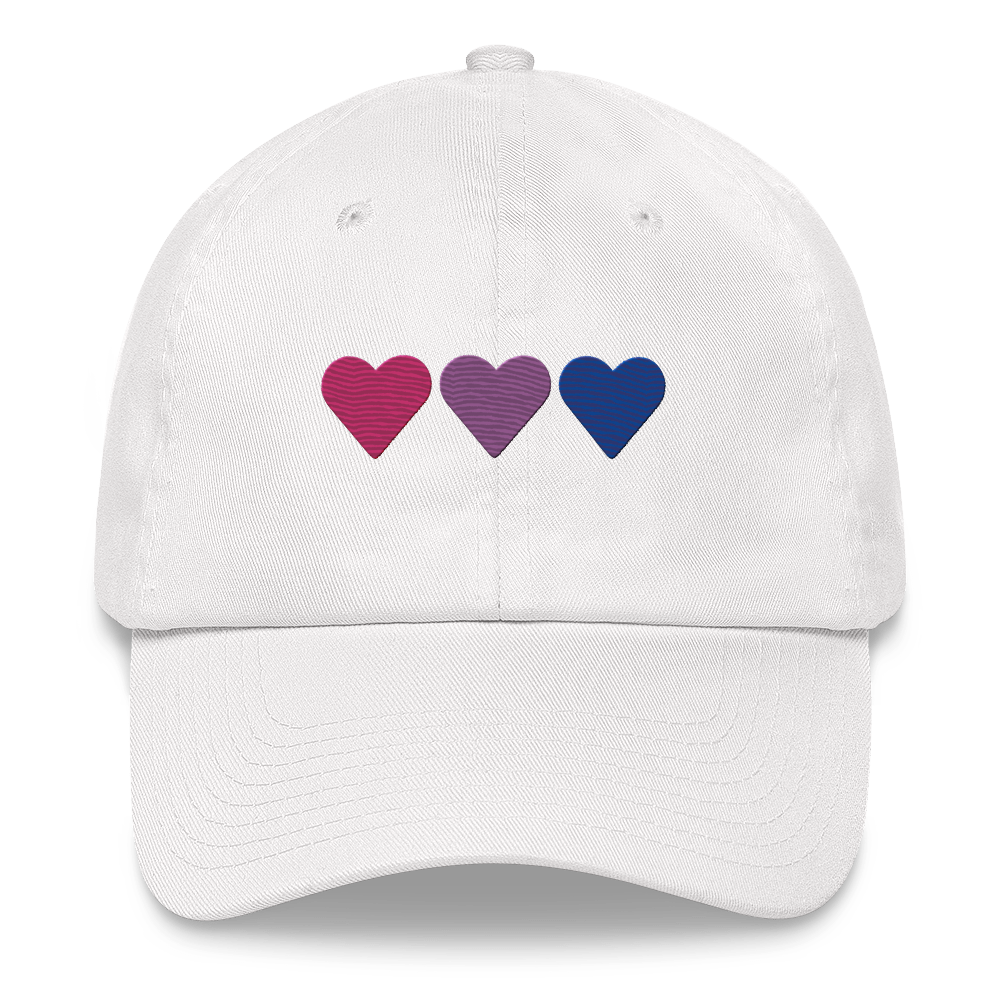 Embroidered Bisexual Hat: Pride Flag Horizontal Heart Design