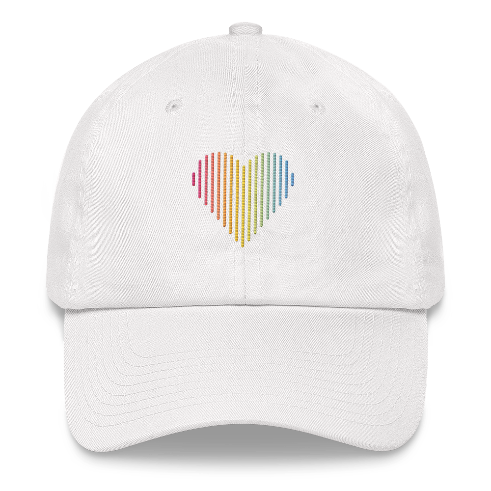 Pansexual Heart Lines Hat: Embroidered Pride Gradient Cap