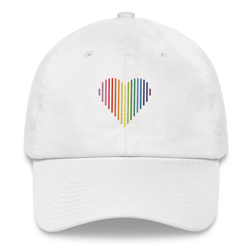 Gilbert Baker Pride Heart Lines Hat: Embroidered Pride Gradient Cap