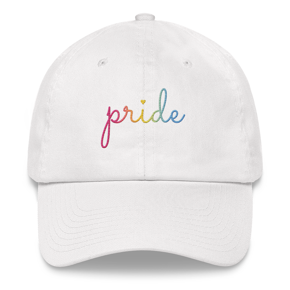 Pansexual Pride Hat: Cursive 'Pride' in Gradient Colors