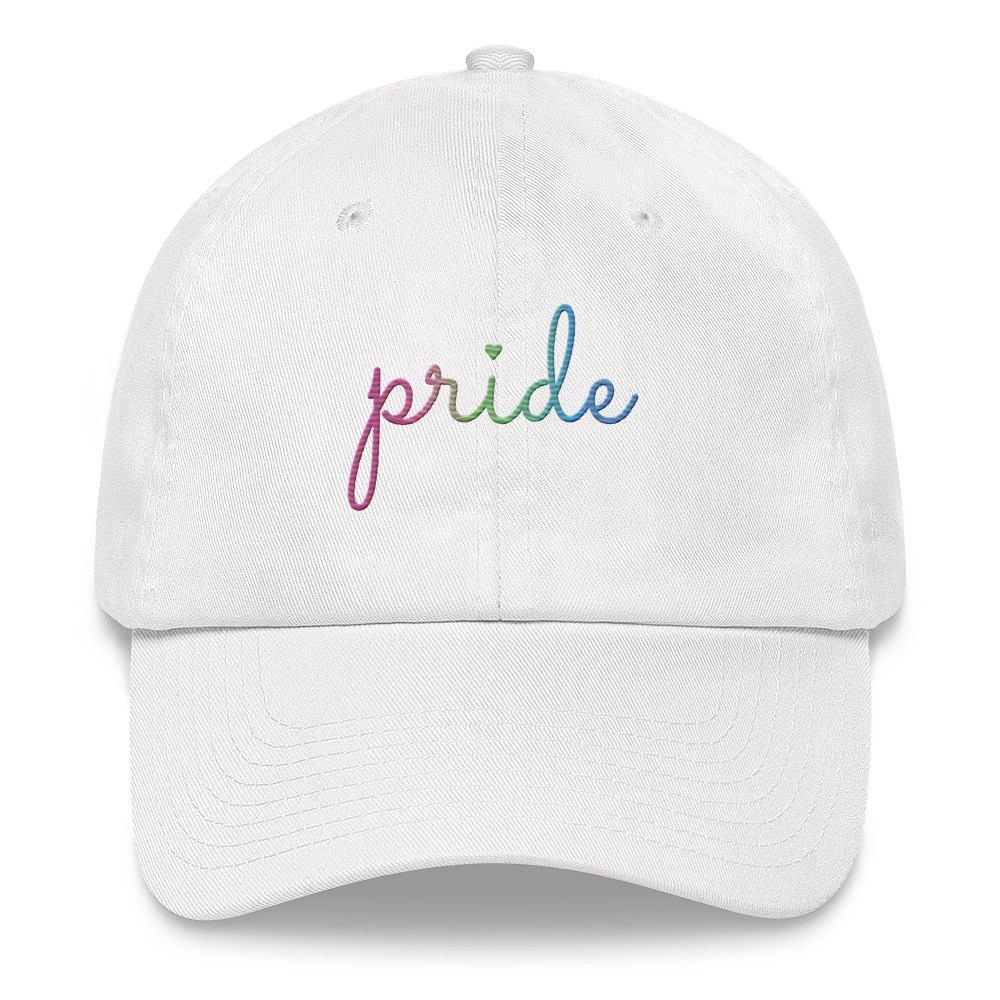 Polysexual Pride Hat: Cursive 'Pride' in Gradient Colors