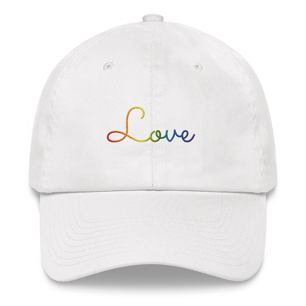 Pride Love Script Hat: Elegantly Embroidered Pride Cap