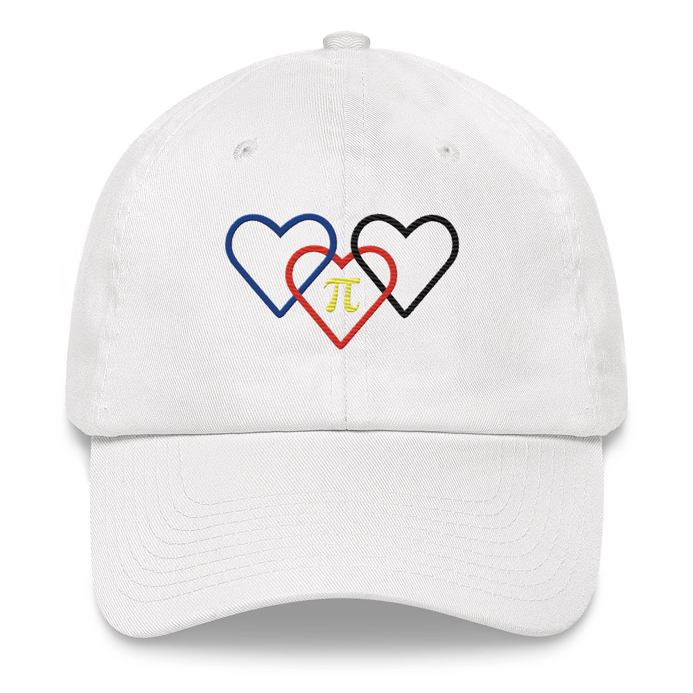 Polyamory Pride Hat: Interlaced Heart Outlines Embroidered Cap