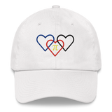 Polyamory Pride Hat: Interlaced Heart Outlines Embroidered Cap