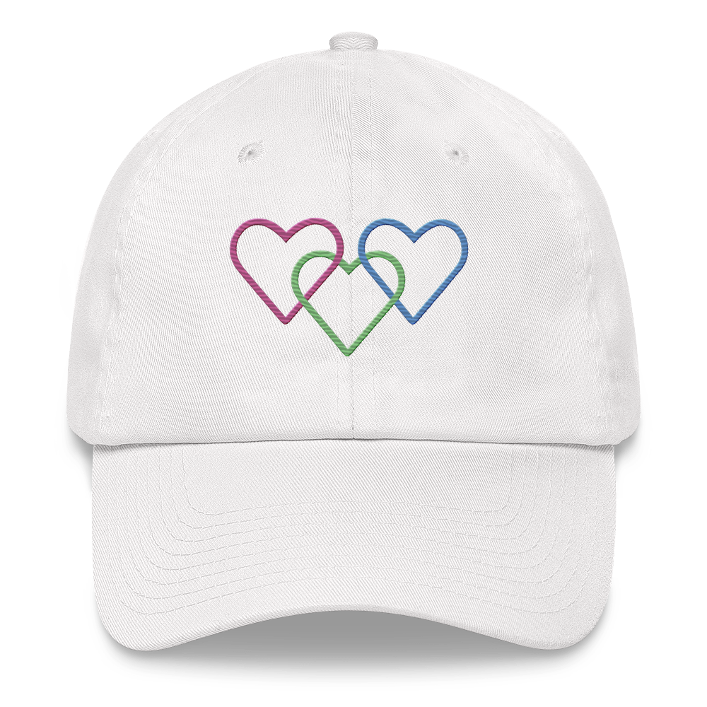 Polysexual Pride Hat: Interlaced Heart Outlines Embroidered Cap