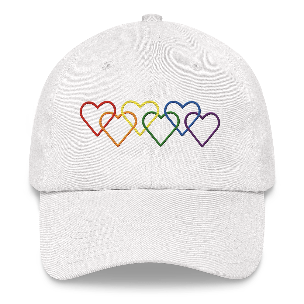 Pride Hat: Interlaced Heart Outlines Embroidered Cap