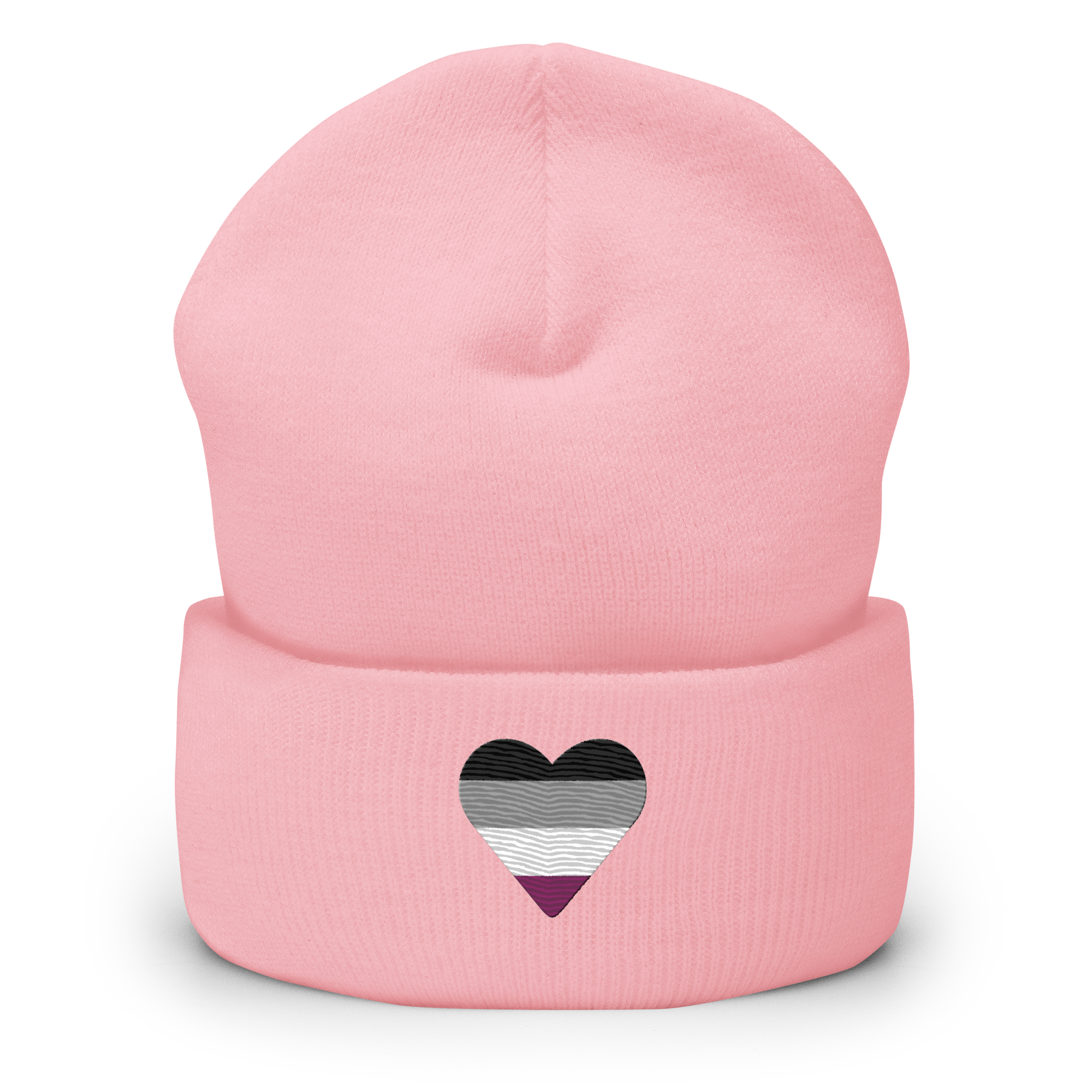 Asexual Flag Embroidered Heart Beanie: Celebratory LGBTQ+ Pride Design