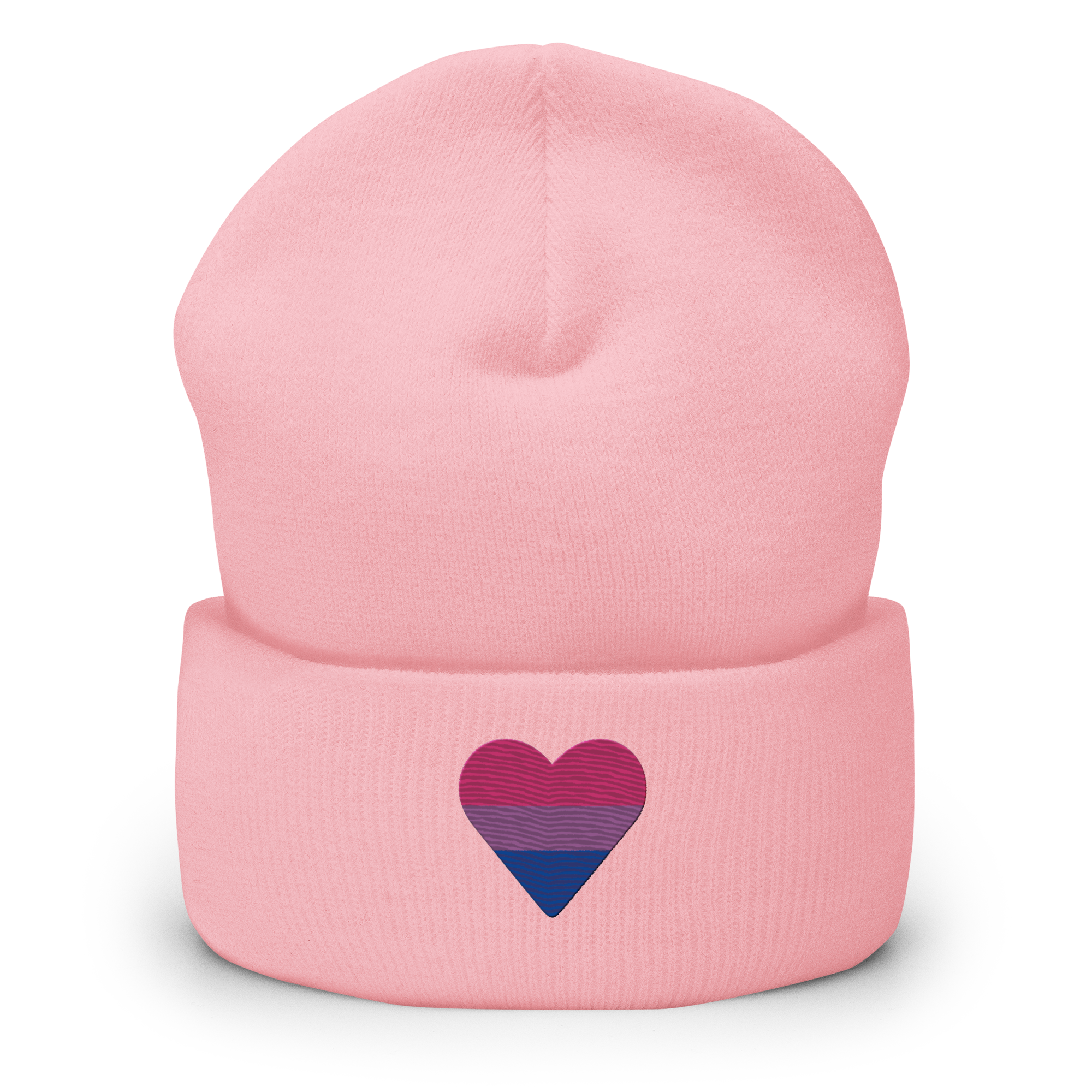Bisexual Flag Embroidered Heart Beanie: Celebratory LGBTQ+ Pride Design
