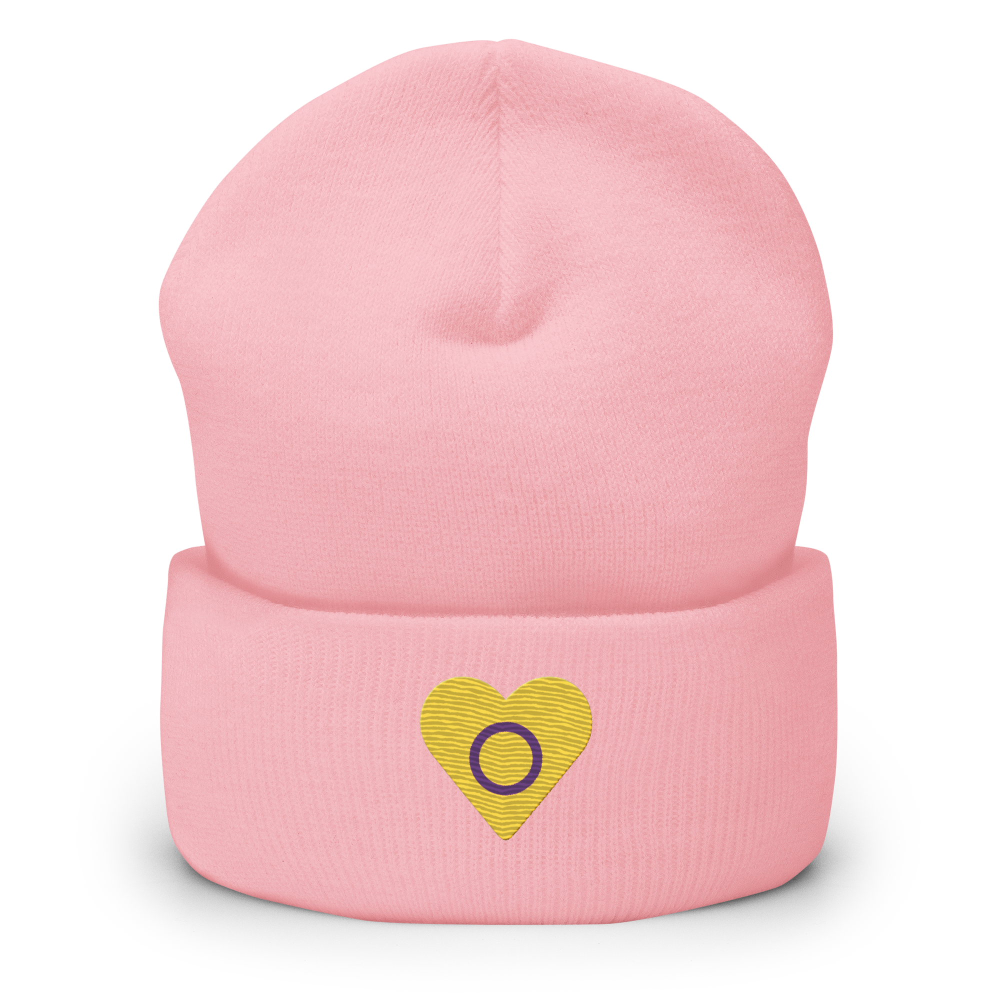 Intersex Flag Embroidered Heart Beanie: Celebratory LGBTQ+ Pride Design