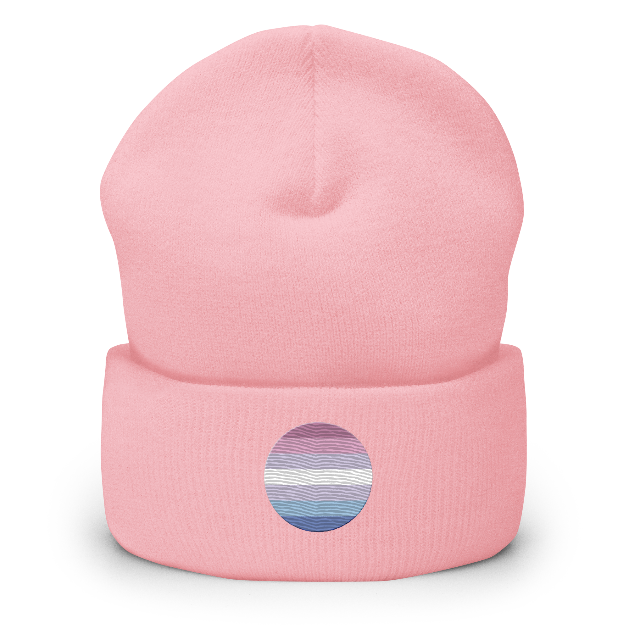 Bigender Flag Embroidered Circle Beanie: Celebratory LGBTQ+ Pride Design