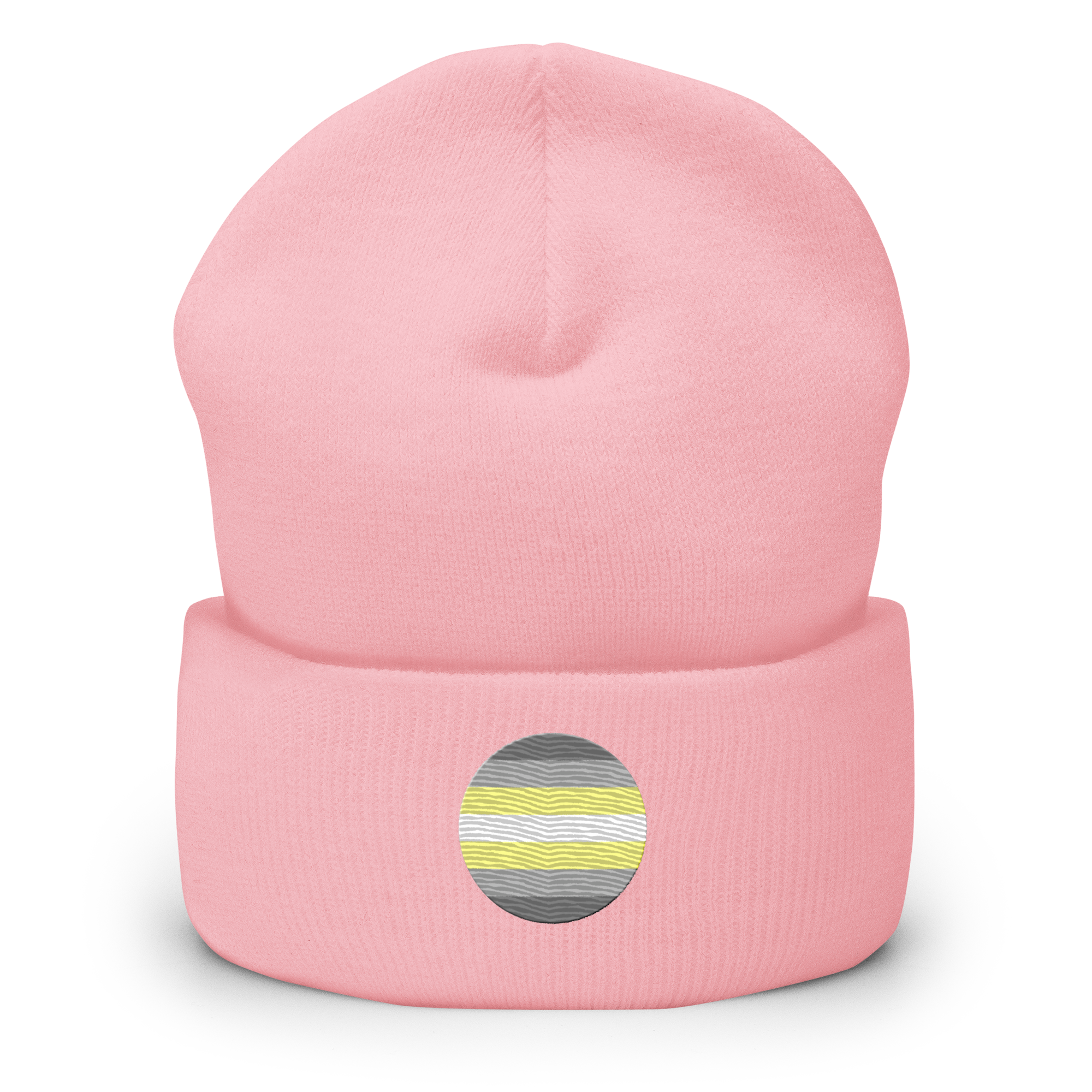 Demigender Flag Embroidered Circle Beanie: Celebratory LGBTQ+ Pride Design