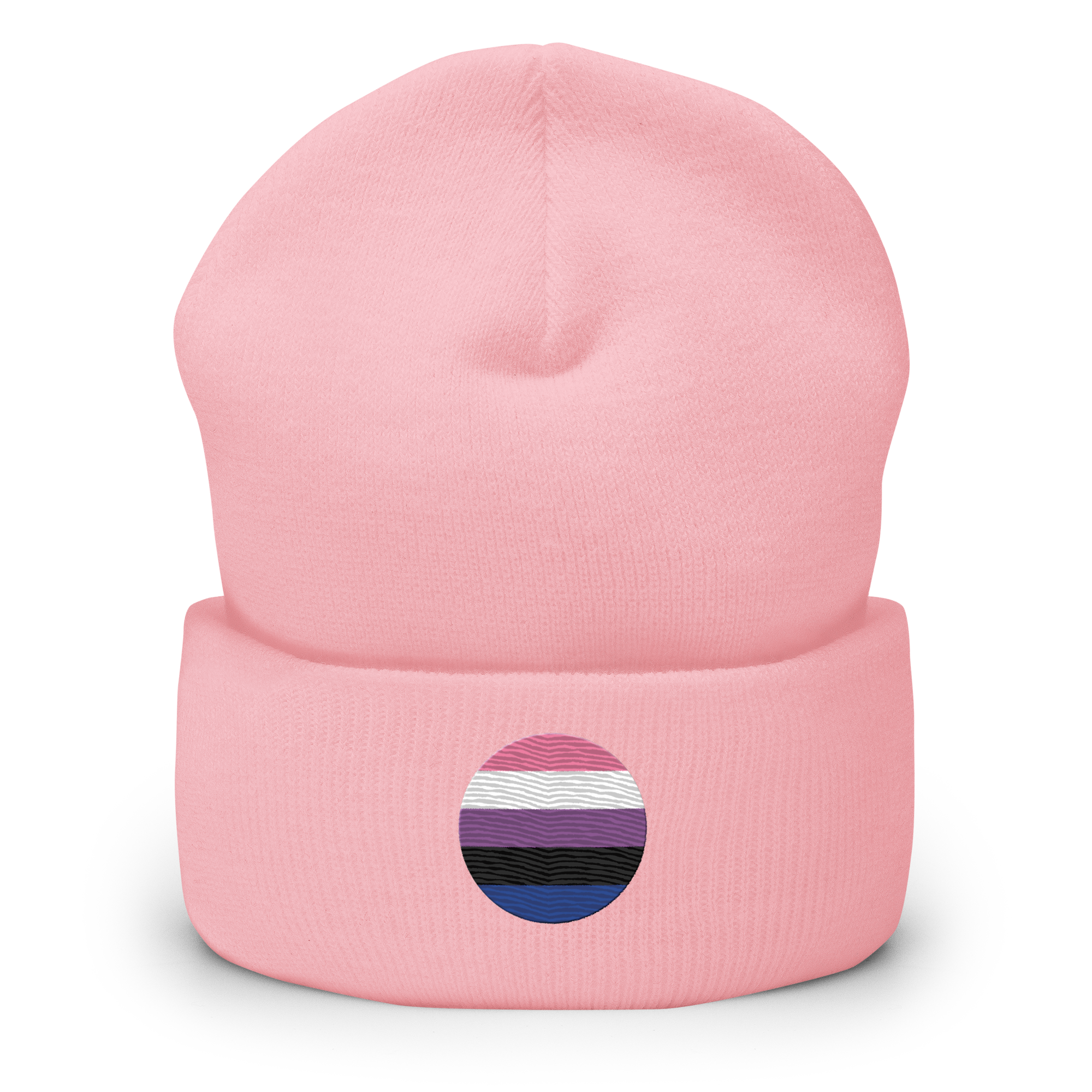 Genderfluid Flag Embroidered Circle Beanie: Celebratory LGBTQ+ Pride Design