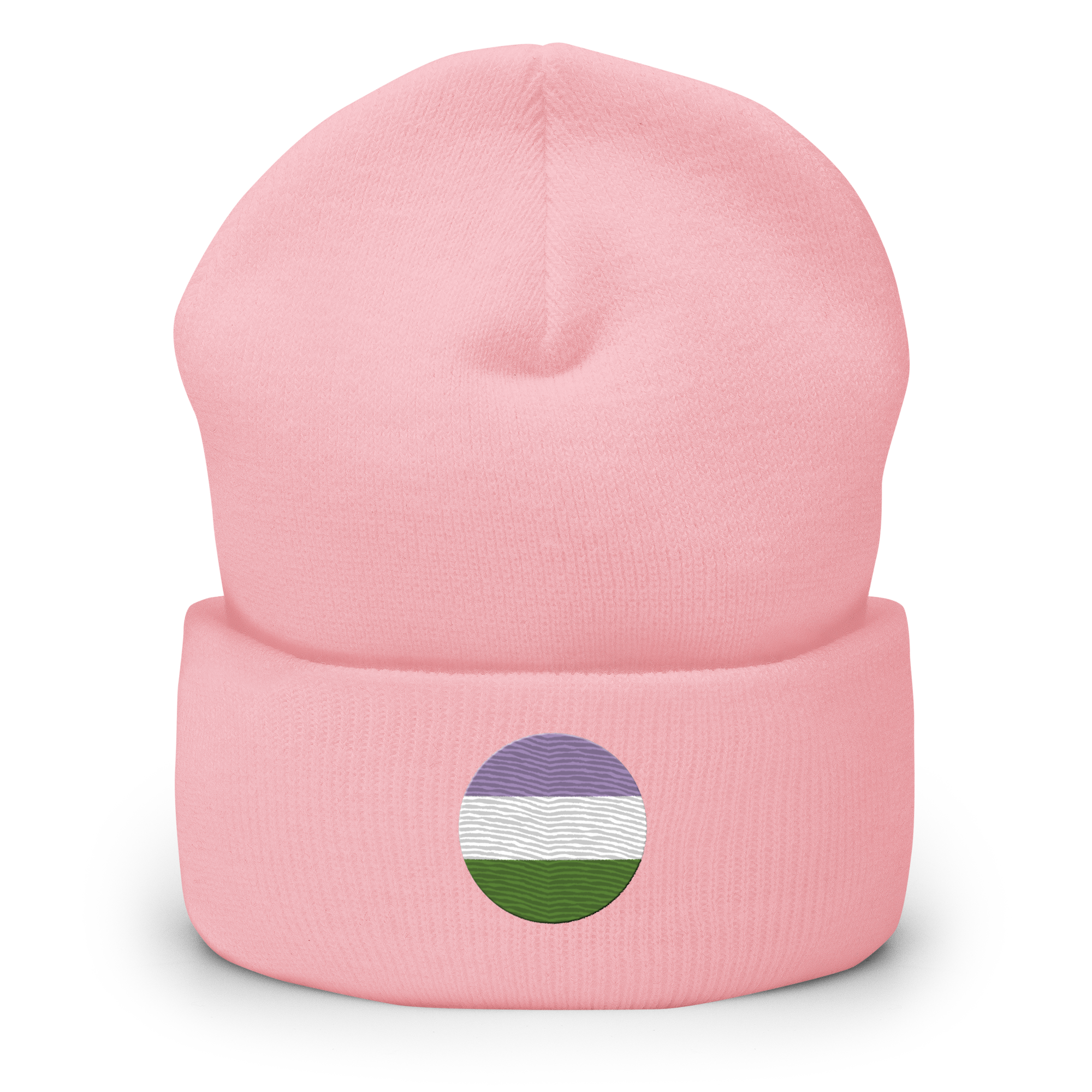 Genderqueer Flag Embroidered Circle Beanie: Celebratory LGBTQ+ Pride Design